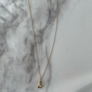 Tiffany 18k solid gold letter “S” pendant and chain